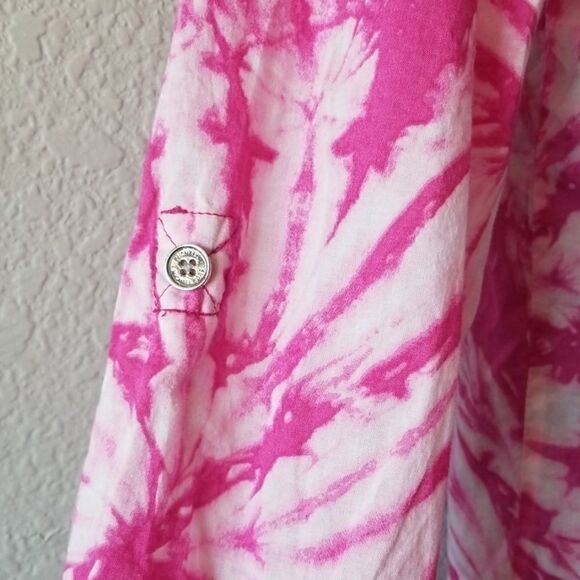 Michael Kors Pink Tiedye Button Down Top - Picture 3 of 6